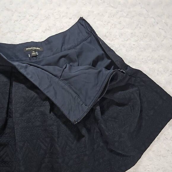 Skirt With Pockets Banana Republic Lined Mini Skirt Pleated Side Zip Dark Blue S - Picture 5 of 9